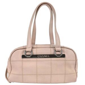 Chanel Square Stitch Bowler Quilted Calfskin Pink Leather Shoulder Bag Bag